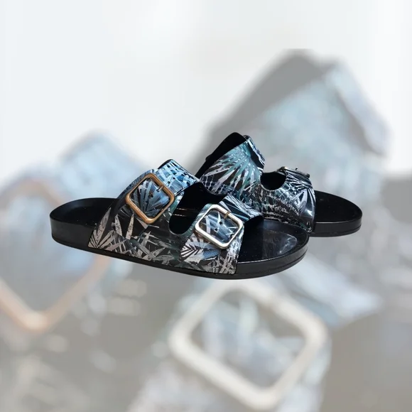 Tropical Print Buckle Sandals - Picture 2 of 3